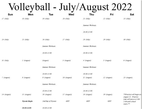 Volleyball Workout Schedule